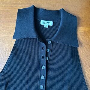 525 America Women's Black Collared Tank Top